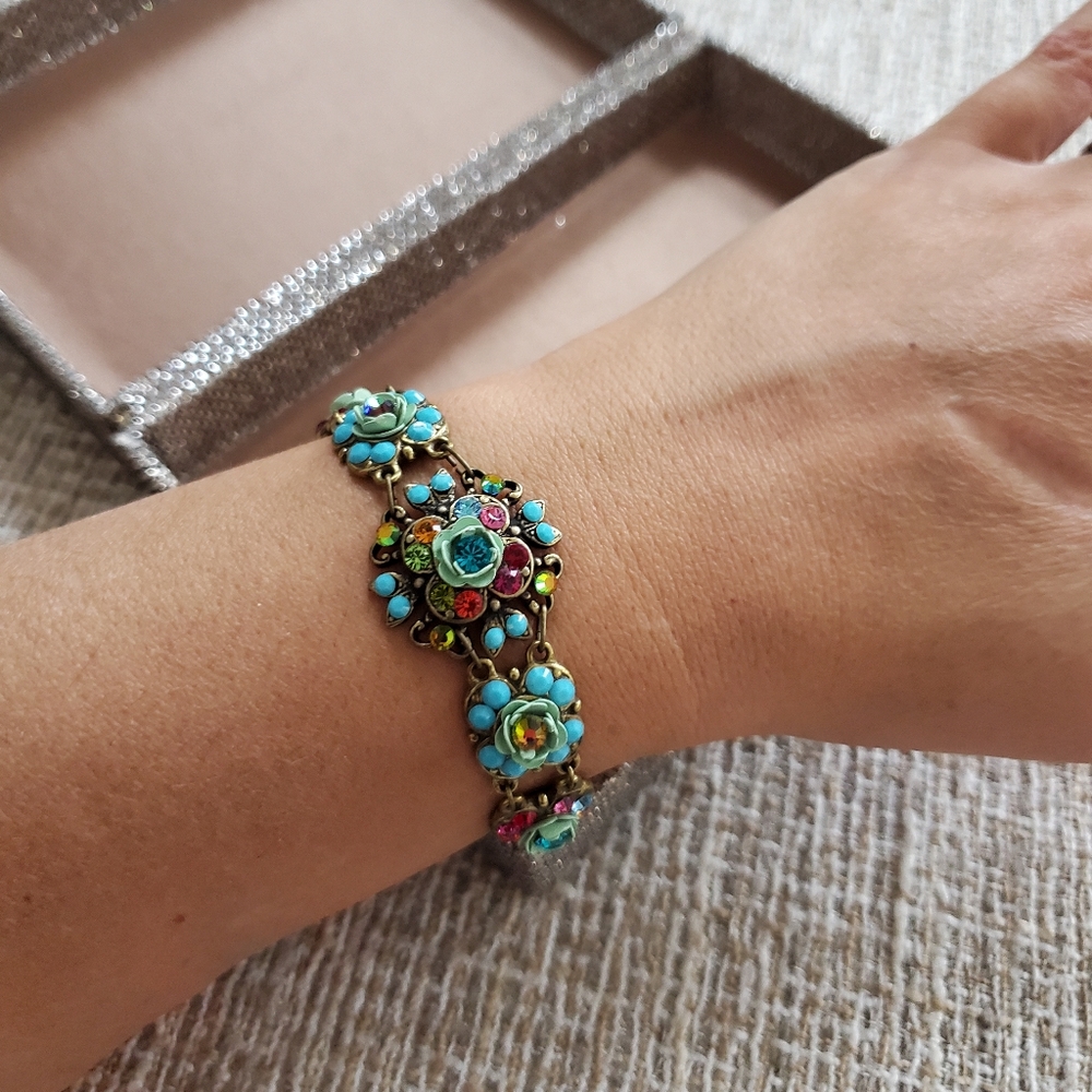 Vintage Michal Negrin Crystal Flower Bracelet